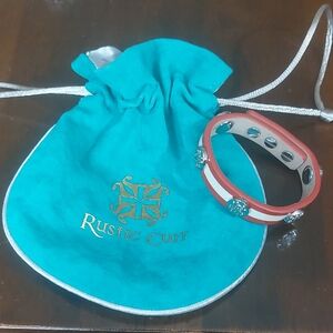 Rustic Cuff Meagen Red White Candy Cane Single Wrap Genuine Leather Bracelet